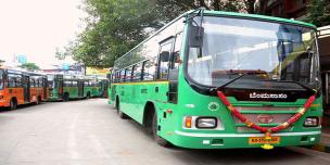 Newly delivered Tata Motors buses to BMTC, at the flag-off ceremony held in Bengaluru